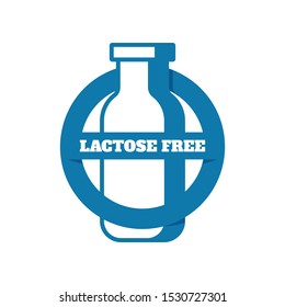 Bottle and blue sign with the inscription lactose free.
