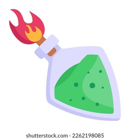 Bottle bomb flat icon is an explosive weapon 