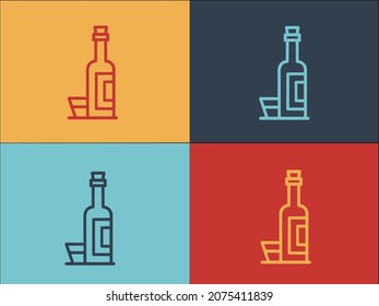 A Bottle And Bowl Logo Template, Simple Flat Icon Of bowl,bottle,food
