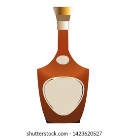 Bottle Of Brandy, And Other Alcohol Drinks With Lable In Ukrainian National Symbolism Style. Mockup Vector Illustration