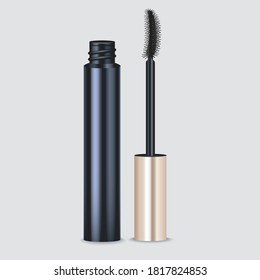 bottle with a brush black mascara for expressive makeup