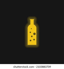 Flasche mit gelben Blasen, leuchtendes Neonsymbol