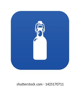 Bottle with bung icon blue vector isolated on white background
