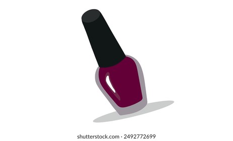 Botella de esmalte de uñas de color burdeos con tapa negra sobre fondo blanco, esmalte de uñas de gel profesional en color rojo oscuro, esmalte de uñas decorativo para manicura y pedicura