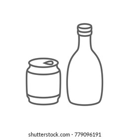 Bottle and can icon vector