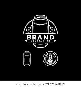 El diseño del logo de la botella. Diseño vectorial de la lata de estaño y la tapa de botella para emblema, logotipo comercial, etiqueta, símbolo, placa, pegatina para botellas. blanco y negro.