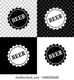 Bottle cap with beer word icon isolated on black, white and transparent background. Vector Illustration