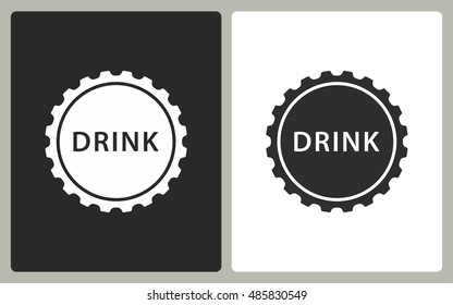 Bottle cap - black and white icons. Vector illustration.