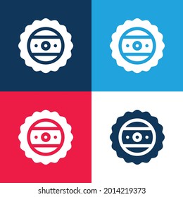 Bottle Cap blue and red four color minimal icon set
