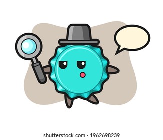 gorro del frasco caricatura de búsqueda con una lupa, diseño de estilo lindo para camiseta, pegatina, elemento logotipo