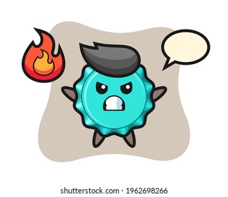 bottle cap character cartoon with angry gesture, cute style design for t shirt, sticker, logo element
