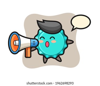 bottle cap character illustration holding a megaphone, cute style design for t shirt, sticker, logo element
