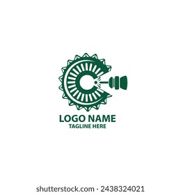 bottle cap cutting logo design vector