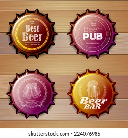 bottle cap Design. Beer labels