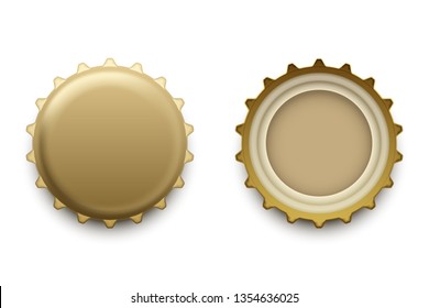 Bottle Cap In Different Views, Vector Illustration On Plain Background