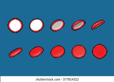 bottle cap flip animation frames, vector illustration