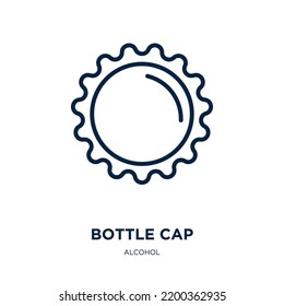 bottle cap icon from alcohol collection. Thin linear bottle cap, bottle, cap outline icon isolated on white background. Line vector bottle cap sign, symbol for web and mobile