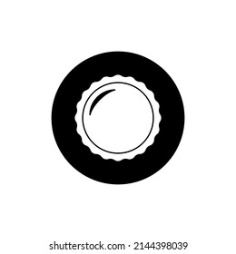 Bottle cap icon in black round