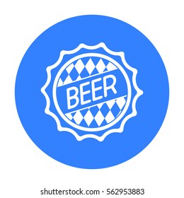 Bottle cap icon in black style isolated on white background. Oktoberfest symbol stock vector illustration.