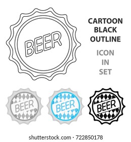Bottle cap icon in cartoon style isolated on white background. Oktoberfest symbol stock vector illustration.