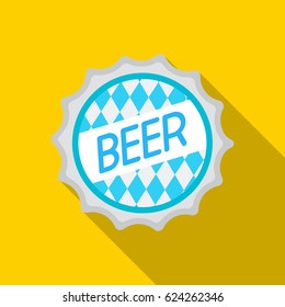 Bottle cap icon in flat style isolated on white background. Oktoberfest symbol stock vector illustration.
