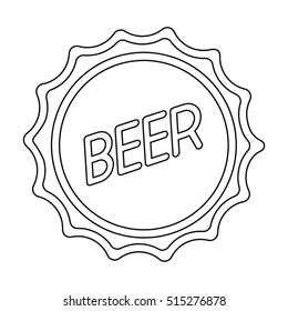 Bottle cap icon in outline style isolated on white background. Oktoberfest symbol stock vector illustration.