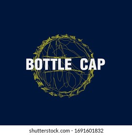 bottle cap illustration with scribble art or digital hand drawn for background or t-shirt design