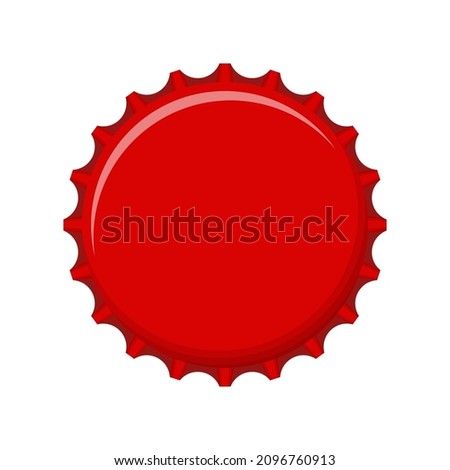 Bottle cap isolated on white background. Label in the form of bottle aluminum cap, Soda or juice bottle top icon. Vector illustration