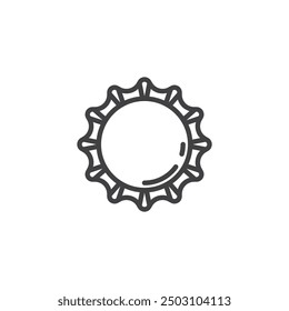 Icono de línea de tapa de botella. signo de estilo lineal para concepto móvil y Diseño web. Icono de Vector de contorno de tapa de cerveza. Símbolo, ilustración del logotipo. Gráficos de Vector