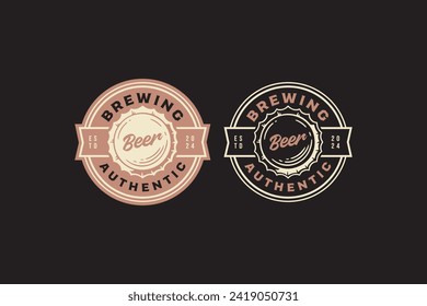 bottle cap logo design for bar and brewing company label, sign, symbol or brand identity