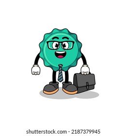 bottle cap mascot as a businessman , character design