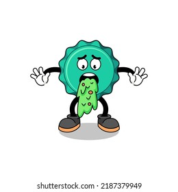 bottle cap mascot cartoon vomiting , character design