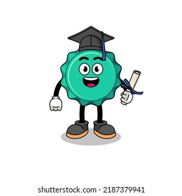 bottle cap mascot with graduation pose , character design