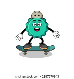 mascota de la tapa del frasco con patineta, diseño de carácter