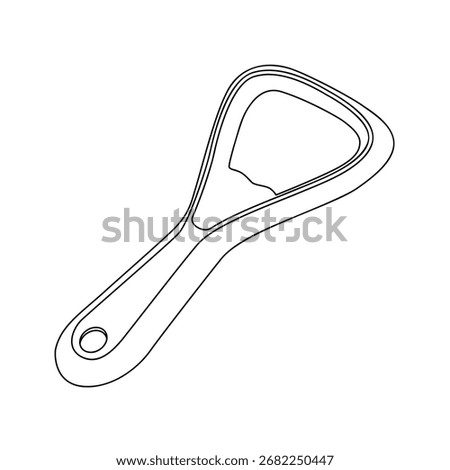 Bottle cap opener - hand drawn isometric black and white vector illustration.