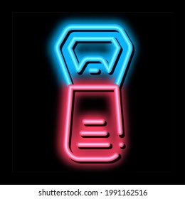 Bottle Cap Opener neon light sign vector. Glowing bright icon Bottle Cap Opener sign. transparent symbol illustration