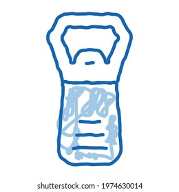 Bottle Cap Opener sketch icon vector. Hand drawn blue doodle line art Bottle Cap Opener sign. isolated symbol illustration