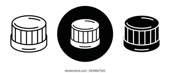 Bottle cap outline icon collection or set. Bottle cap Thin vector line art