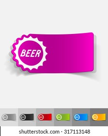 bottle cap paper sticker with shadow. Vector illustration