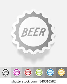 bottle cap paper sticker with shadow. Vector illustration