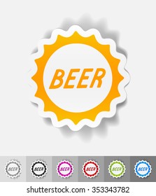 bottle cap paper sticker with shadow. Vector illustration