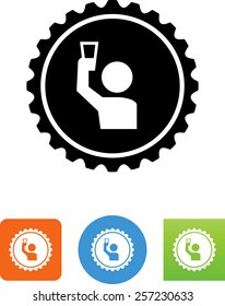 Bottle cap with person having a drink icon