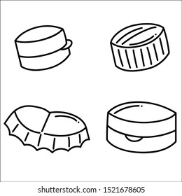 Bottle cap. Set of vector icons.