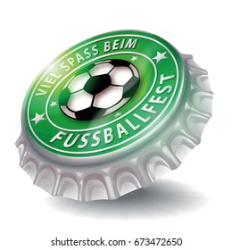 Bottle cap with soccer festival and party