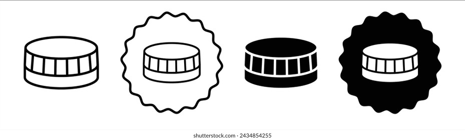 Bottle cap vector icon set collection. Bottle cap Outline flat Icon.