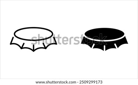 Bottle cap vector icon set. Blank label in the shape of aluminum bottle cap on white background