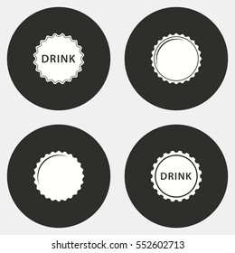 Bottle cap vector icon. White illustration isolated on black background for graphic and web design.