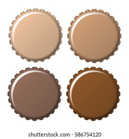 bottle caps in brown isolated on white background, vector illustration