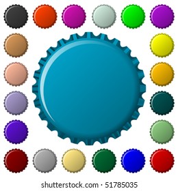 bottle caps in colors collection, abstract vector art illustration