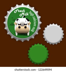 Bottle caps of fresh milk